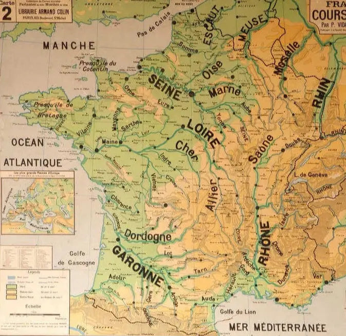 Carte vintage de la France pour représenter la fabrication française des produits In the Corner
